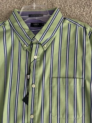 NEW MENS LONG-SLV GREEN STRIPED DRESS SHIRT - WORK / BUSINESS SZ XL NWT $79 RETL - Image 1 of 4