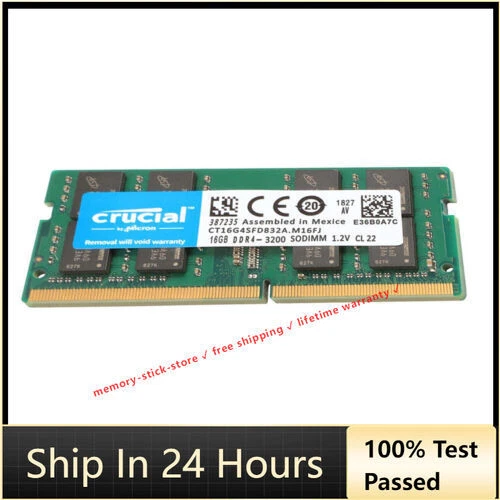 CRUCIAL DDR4 16GB 3200 MHz PC4-25600 Laptop SODIMM Non-ECC 260-Pin Memory RAM - Image 1 of 4