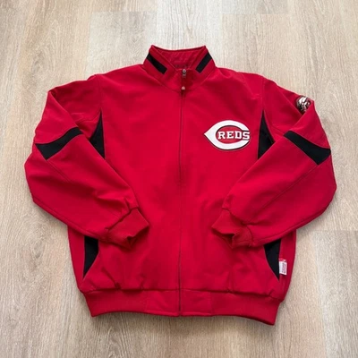 Vintage Cincinnati Reds Dugout Jacket Majestic Therma Base Mens XL Full Zip MLB - Image 1 of 4