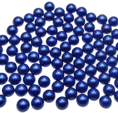 200 Royal Blue Color Acrylic FlatBack Half Pearl Bead Flat Back 10mm Scrapbook - Image 1 of 4