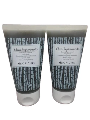 ORIGINS CLEAR IMPROVEMENT DETOXIFYING CHARCOAL BODY SCRUB 1.7 OZ NWOB 2PCS - Image 1 of 3