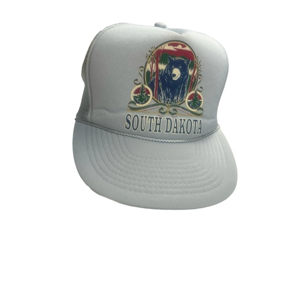 MOHR'S Cap OS Blue Grey Trucker South Dakota Black Bear Vintage Outdoor - Image 1 of 4