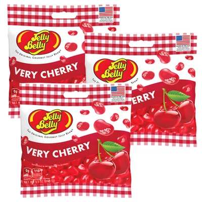 Jelly Belly Very Cherry Gourmet Jelly Beans 3 Bags Bold Fruity Candy Classic - Image 1 of 2