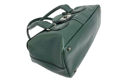 Tod's Handbag Boston Bag Turn Lock Silver Hardware Calf Leather Deep Green - Image 1 of 4
