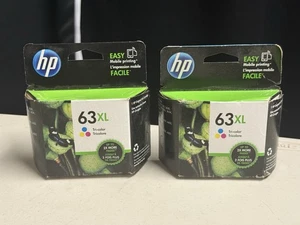 Oryginalny trójkolorowy pakiet kombi HP 63XL cyjan, purpurowy i żółty • Exp. 2018 - Zdjęcie 1 z 3