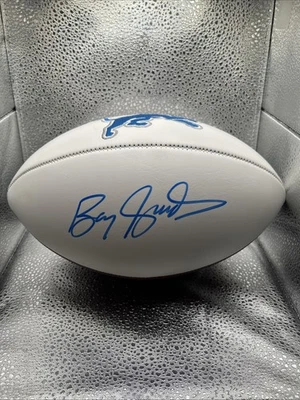 Barry Sanders Firmado Franklin Detroit Lions Blanco Logo Fútbol Schwartz Certificado de Autenticidad Foto 1 de 4