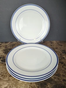 4er Set Oneida Maitre d’ Speiseteller 11” weiß blau Porzellan  - Bild 1 von 7