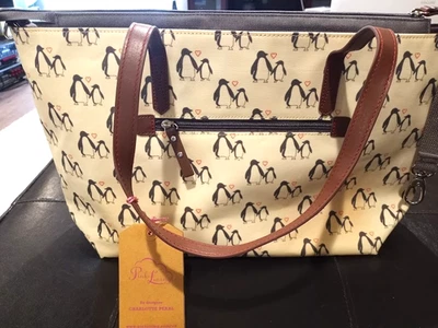 NEW -Pink Lining Notting Hill Tote Bag Penguin Love Changing Diaper Bag (61A) - image 1 of 4