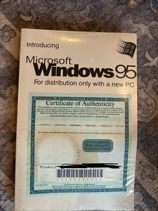Microsoft Windows 95 OEM CD + COA | Sealed Vintage Software | AOL Trial Insert - Picture 1 of 4
