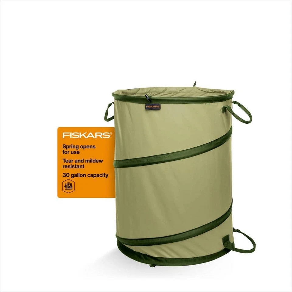 Fiskars | 394050-1003| 30 Gal. Collapsible Kangaroo Lawn and Leaf Bag