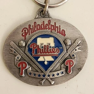 Philadelphia Phillies Oval Pewter Keychain Keyring MLB Baseball New - Picture 1 of 3