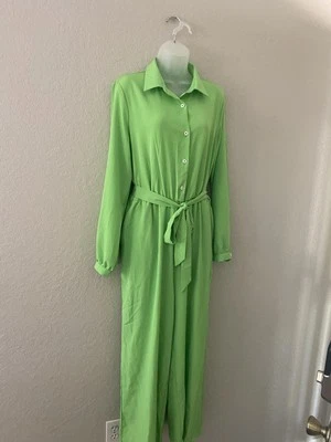 80’s Vintage Lime Green Jumpsuit Romper Polyester Fabulous Dress Romper. ❤️ - Image 1 of 4