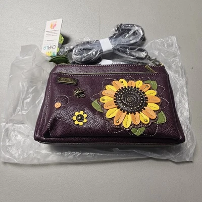 Bandolera Chala Sunflower Deluxe Bolso de Cuero Vegano Protegido RFID (Ciruela) Nuevo con Etiquetas Foto 1 de 2