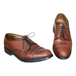 ALLEN EDMONDS Fairgate Brown Leather Lace Up Derby sz 8D Dress Shoe Cap Toe 1351 - Picture 1 of 12