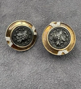 Orecchini Replica Monete 14ky & Sterling Omega Schienali Diamanti Accenti 5,3 Dwt - Foto 1 di 7