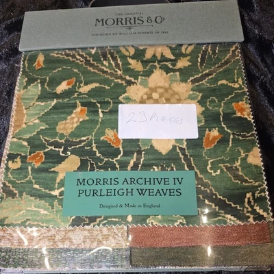William Morris & Co Arcive IV PURLEUGH WEAVES Fabric 23 Piece Sample Book craft - Image 1 of 4
