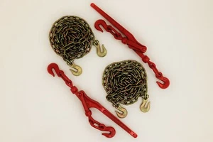 5/16" X 10’ G70 Chains (2) and Chain Binders - Load Binders (2)  - Picture 1 of 8