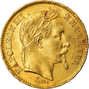 [#881497] Coin, France, Napoleon III, 20 Francs, 1868, Strasbourg, AU, KM 801.2