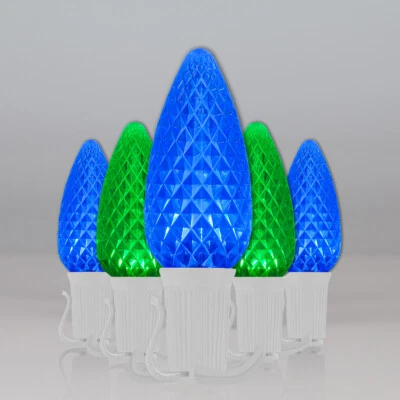 50 C9 OptiCore Shatterproof LED Christmas Lights Faceted Finish, White Wire 50ft - Image 1 of 4