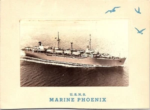 Tarjeta de felicitación de marinero de la Marina hogar foto real USNS Marine Phoenix barco de transporte - Imagen 1 de 4