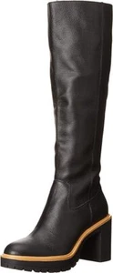 Dolce Vita Corry H2O Onyx Leather Block Heel Almond Toe Knee High Fashion Boots - Picture 1 of 6