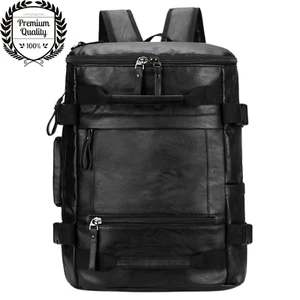 Mens Travel Bag Backpack Duffel Large Capacity Leather Laptop Pack Handbag Carry - Picture 1 of 8