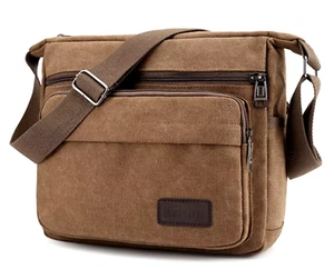 Sac à Bandoulière Homme en Toile – Style Décontracté & Multifonctionnel Café - Imagen 1 de 9