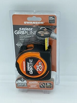 Swanson 25’ Savage GripLine Magnetic Tape Measure 1-1/16" W - 9’ Standout - New - Image 1 of 4