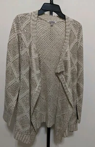 Dressbarn Roz & Ali Damen Plus Cardigan Pullover Beige Gold Metallic Offen 1X - Bild 1 von 6