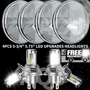 4PCS 5.75" Halo LED Headlights Hi-Lo Beam For Mercedes-Benz 380SL 450SL 560SL - Picture 1 of 19