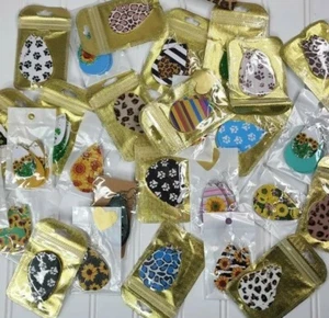 5 NEW Pairs Faux Leather Earrings Set Leather Teardrop Assembled in USA - Picture 1 of 6