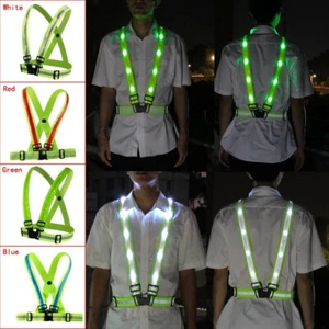 Gilet Cintura Riflettente LED Ricaricabile USB Regolabile per Corsa Ciclismo  - Foto 1 di 11