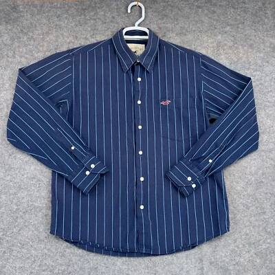 Hollister Button Down Shirt Mens Large Blue Striped Long Sleeve Business Casual - Image 1 of 4