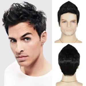 Halloween Fashion Men's Black Wigs Natural Synthetic Cosplay Wigs Daily - Picture 1 of 11