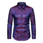 Button-Down Tops Long Sleeve Silk Shirt Men Tops Blouse Casual Fashion Retro ✿