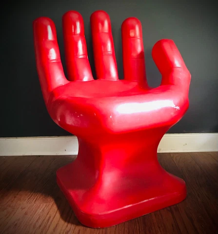 VIVID Red Fiberglass Hand Chair - 70's MCM Vintage Groovy Cover