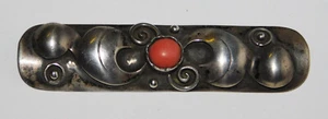Art Deco Brosche Silber 835 Handarbeit Koralle Hanseatische Silberwarenfabrik ? - Bild 1 von 4