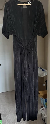 Macacão ASOS DESIGN Preto Plissado Amarrar Frente Culotte Tamanho 14 Aberto Traseiro Plissado - Imagem 1 de 4