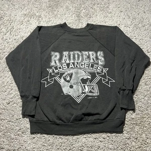 Vintage Los Angeles Raiders Small Raglan Crewneck NFL Logo 7 Grunge Sweatshirt - Picture 1 of 8