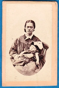 vintage cdv ethnic photo princess Tamaroa & child Tahiti ca 1880 royal native - Picture 1 of 2