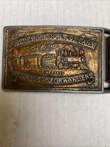 Vintage Wells Fargo Messing Gürtelschnalle - Zug Postkutsche Ledergürtel 37’ - Bild 1 von 13