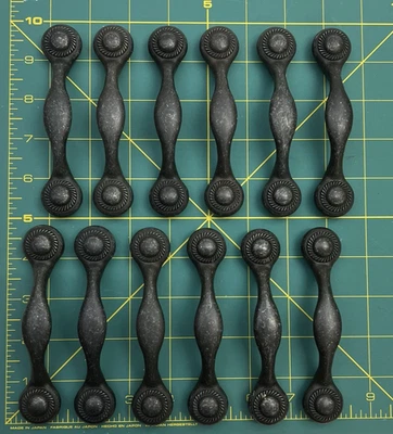 LHMC Metal Gabinete Cajón Tiradores Lote de 12 piezas Gris Gunmetal SIN TORNILLOS Foto 1 de 4