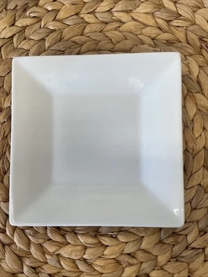 Crate & Barrel SQUARE RIMMED White 6” Appetizer Party Bread Plates Minimalist - Image 1 of 4