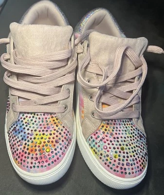 Tênis Madden Bling strass multicolorido com cadarço sapatos meninas tamanho 5 - Imagem 1 de 4