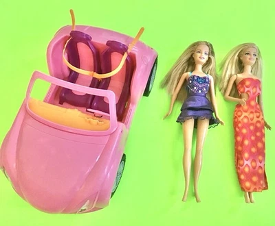 Barbie Convertible Playa Glam Vehículo Muñeca Coche 2007 Con 2 Muñecas Foto 1 de 4