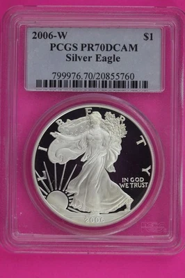 2006 W PR 70 Silver American Eagle PCGS Certified Graded Authentic Slab 1337 - Image 1 of 3