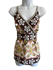 Style Co. Size 6 Multicolor Border Print Sleeveless Blouse - Picture 1 of 8