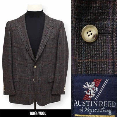 AUSTIN REED mens multicolor plaid 100% WOOL sport coat suit jacket blazer 42 L - Image 1 of 4