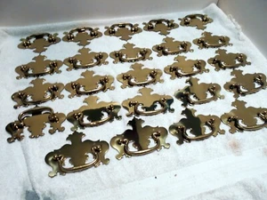 Lot of 24 VTG NOS Solid Brass Chippendale Style Bail Handle Drawer Dresser Pulls - Picture 1 of 6