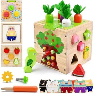 Baby Holz Activity Würfel Center Spielzeug für Jungen Mädchen Geburtstagsgeschenke, 5 in 1 Mont - Bild 1 von 12